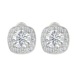 ZAXIE Cushion Cut CZ Halo Stud Earrings